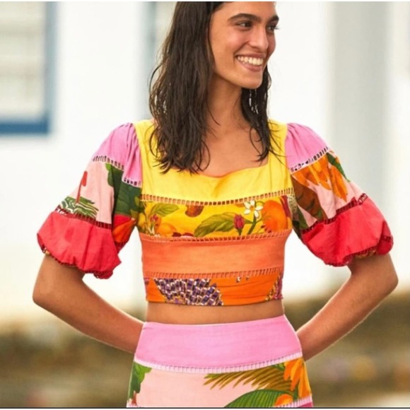 FARM Rio Multicolor Patchwork Crop Top - Picture 9 of 13